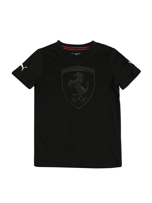 Puma Kids Scuderia Ferrari Ferrari Black Cotton Printed T-Shirt