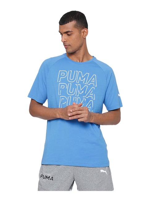 Buy Puma Blue Short Sleeves Printed T-Shirt for Men Online Tata CLiQ