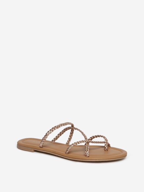 LUNA BLU by Westside Rose Gold Rope Patterned Sandals