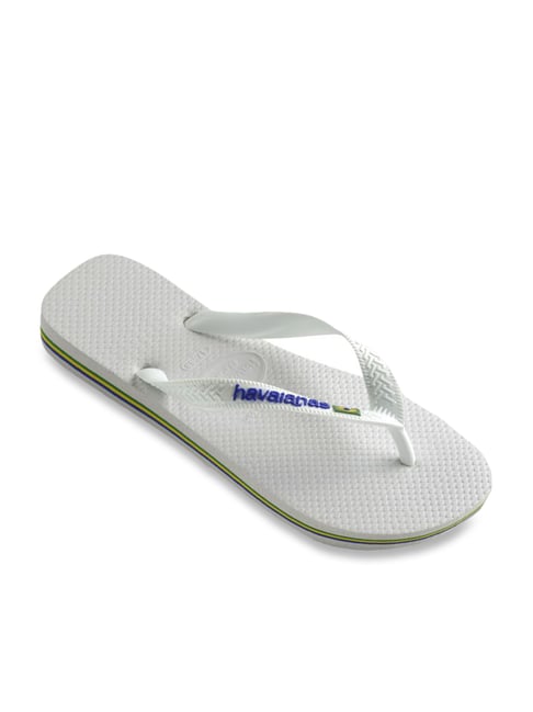 Havaianas Brasil Logo White Flip Flops