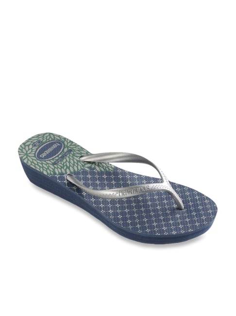 Havaianas High Light II Silver Indigo Blue Flip Flops