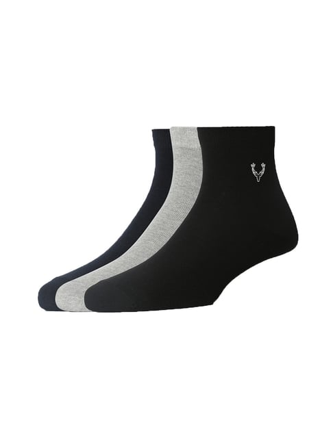 Allen Solly Navy, Black & Melange Grey Cotton Socks(Pack Of 3)-picture-15