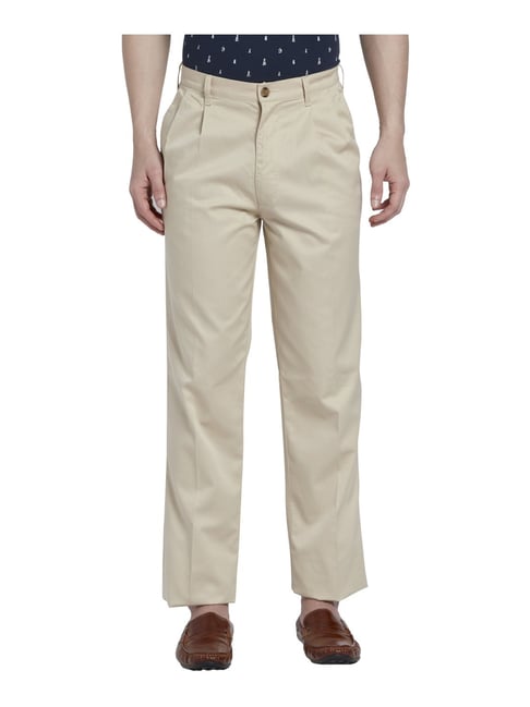 Light Brown Cotton Pleated Trousers – The Helm Clothing