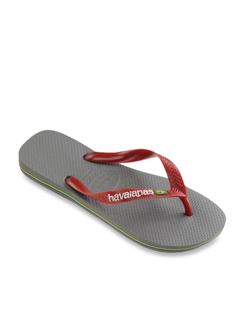 Havaianas Brasil Logo Red Steel Grey Flip Flops