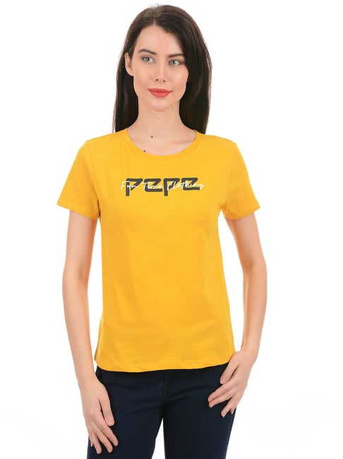 Pepe Jeans Yellow Printed T-Shirt