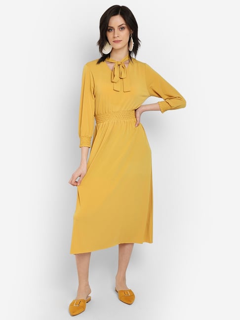 Cover Story Mustard Below Knee Dress