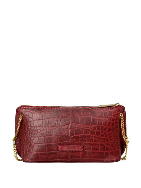 Buy Hidesign Bonita 01 Red Textured Medium Sling Handbag For Women At ...