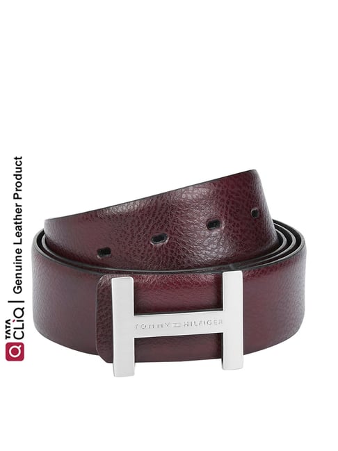 Tommy Hilfiger Raiden Red Black Leather Reversible Belt for Men