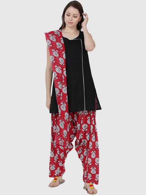 Buy Cotton Digital Print Work Semi Patiala Salwar Suit Online
