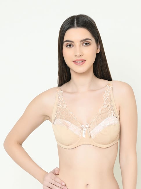 Da Intimo Beige Mesh Underwired Non Padded Everyday Bra-picture-13