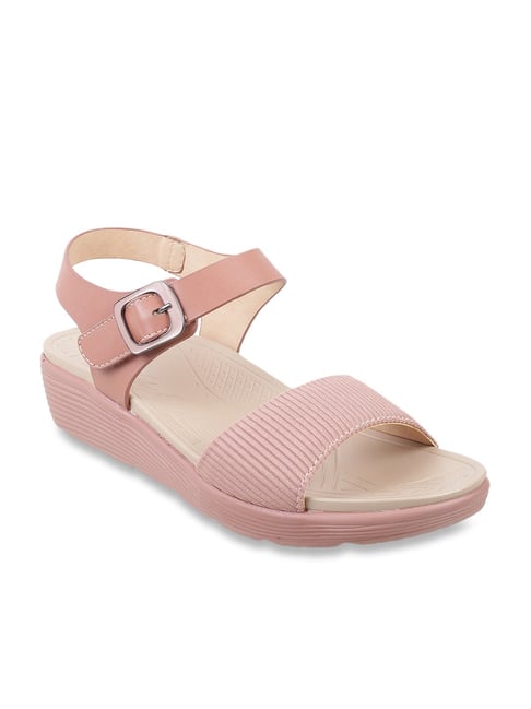 Mochi Women's Pink Ankle Strap Wedges