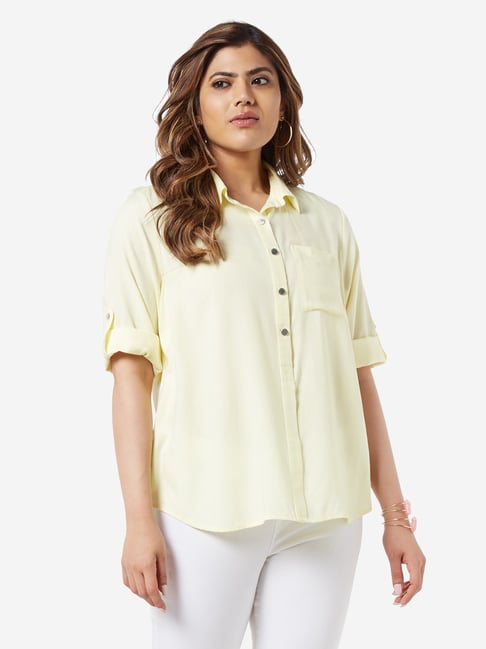 Buy Gia Curve by Westside Yellow Alexa Casual Shirt Online at Best ...