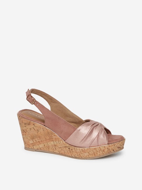 Buy LUNA BLU by Westside Blush Pink Wedge-Heel Sandals For Women Online ...