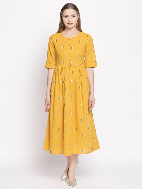 casual mustard dress