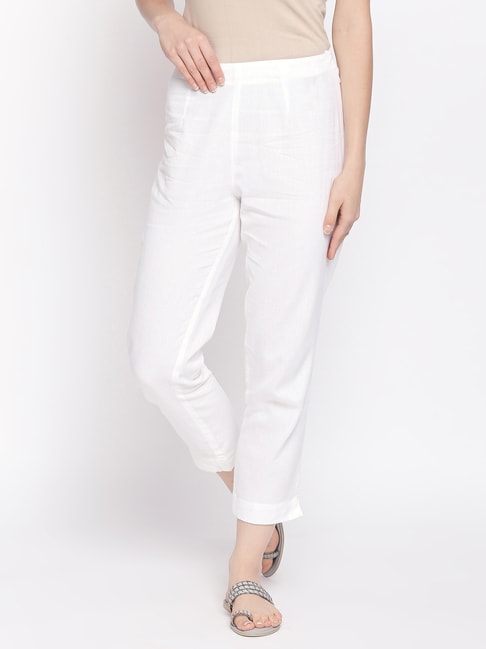 Buy Rangmanch by Pantaloons Off White Cotton Pants for Women Online @ Tata  CLiQ