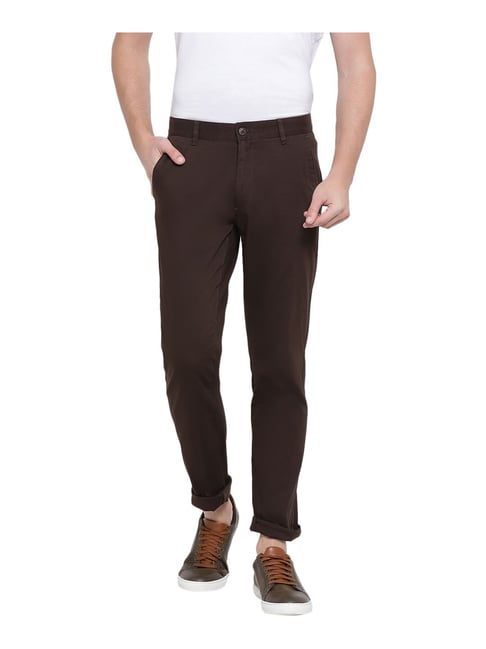 Monte Carlo Brown Mid Rise Slim Fit Trousers