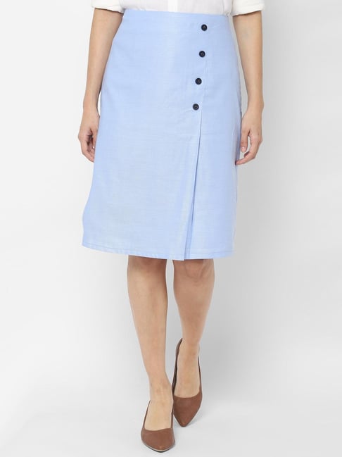 Solly by Allen Solly Blue Textured Skirt