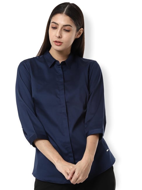 Van Heusen Navy Regular Fit Shirt Price in India