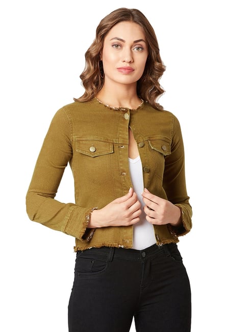 Old Navy Womens Long Sleeve Button Front Olive Green Denim Jacket Size  Medium | eBay