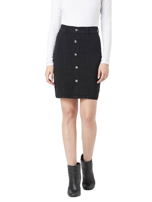 Buy Women Navy Denim Asymmetrical Skirt Online At Best Price - Sassafras.in