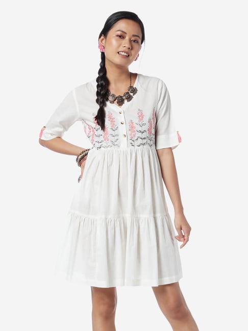 Bombay Paisley by Westside White Fit-And-Flare Dress