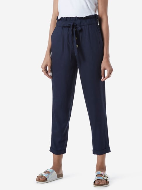 Street One PAPERBAG - Trousers - blau/dark blue - Zalando.de