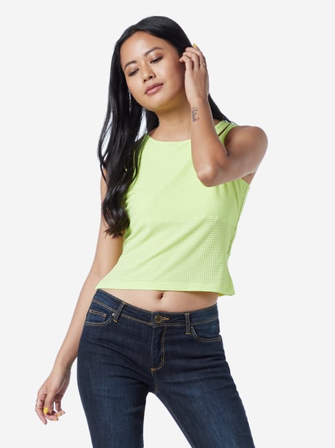 neon green crop tank top