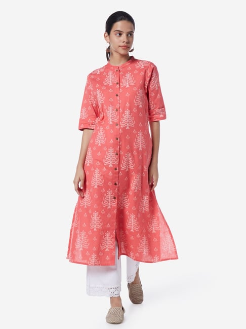 Buy Utsa by Westside Pink Ikat Pattern A-Line Kurta for Women Online ...