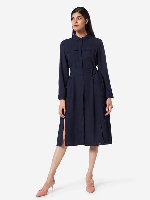 Wardrobe by Westside Navy Ashton Shirtdress With Belt