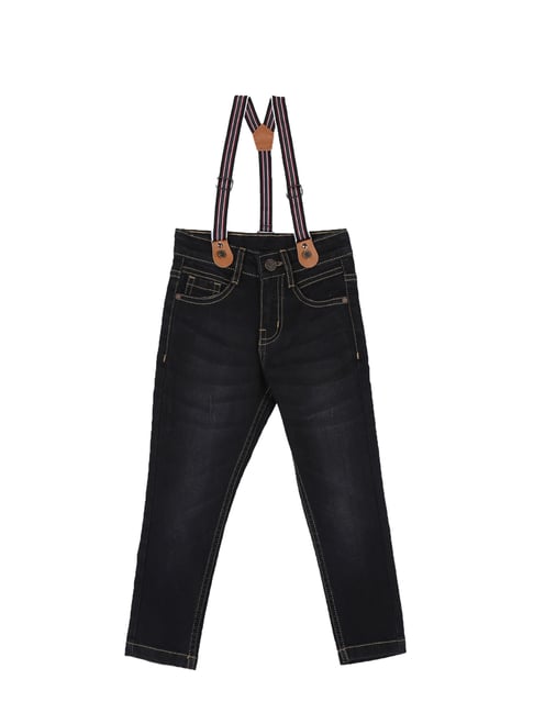 black suspender jeans