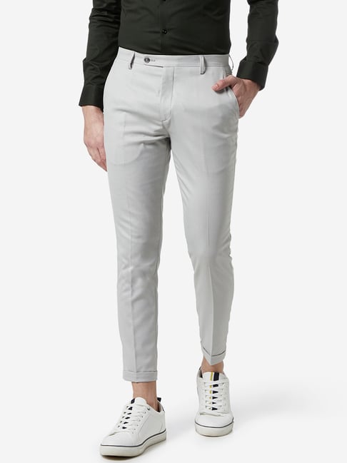 Buy Formals by tside Navy Checkered CarrotFit Trousers online  Looksgudin