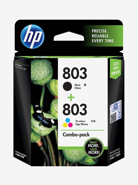 HP 803 2 Pack Black and Tri color Ink Cartridges X4E76AA