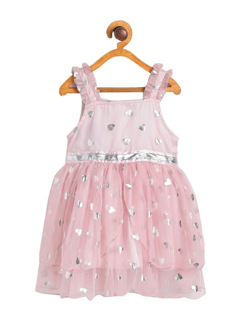 612 League Kids Pink Cotton Printed Casual Dress