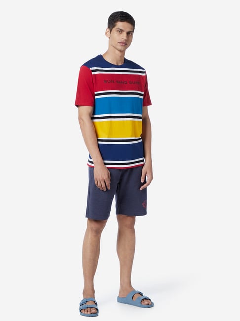 Buy WES Lounge by Westside Navy Relaxed Fit Nautical Shorts Online at ...