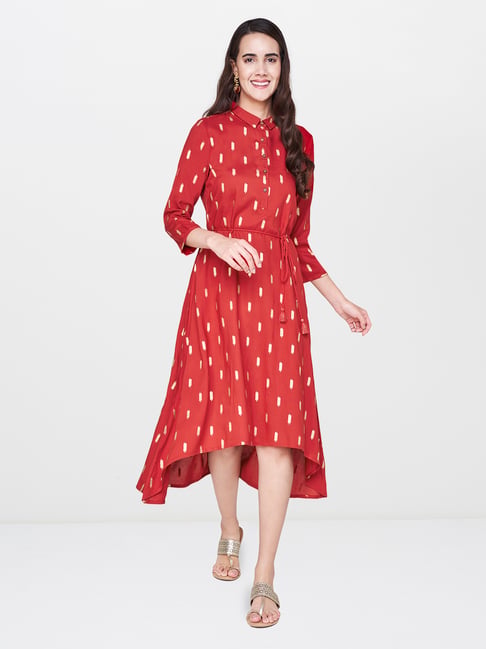 open lace back dress Buy global desi Rayon a-line Dress (SS20GD018DRRYREDS_Red_Small) at  Amazon.in main image 0