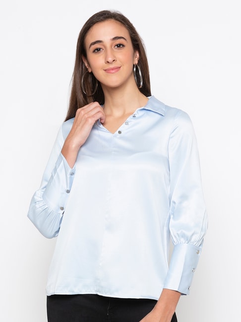 Globus Blue Cotton Shirt Price in India