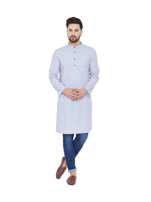 Even Blue Stripes Cotton Kurta