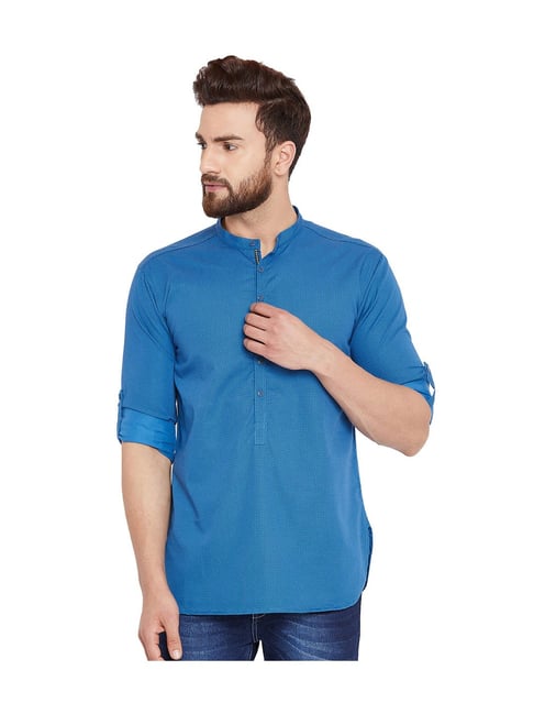 Even Blue Cotton Kurta