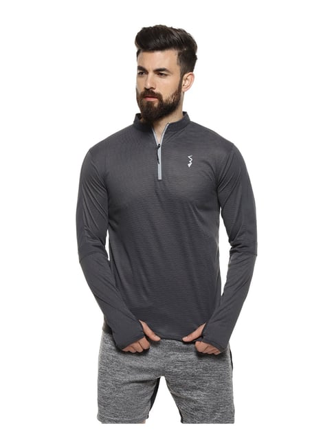Campus Sutra Grey Henley Polyester T-Shirt-picture-18