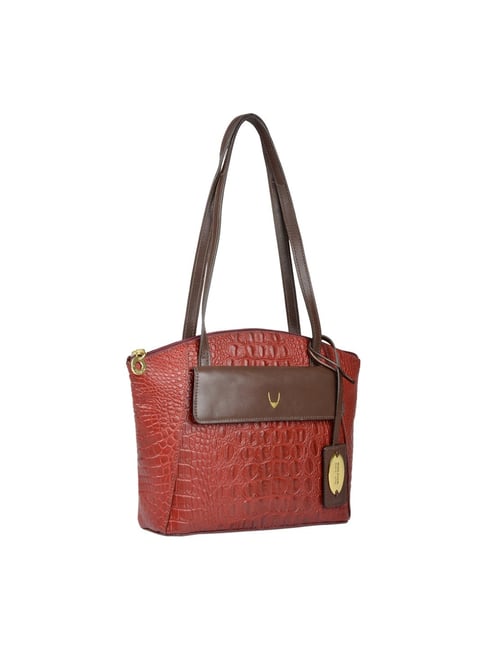 Buy Hidesign Brick Red Textured Medium Shoulder Handbag For Women
