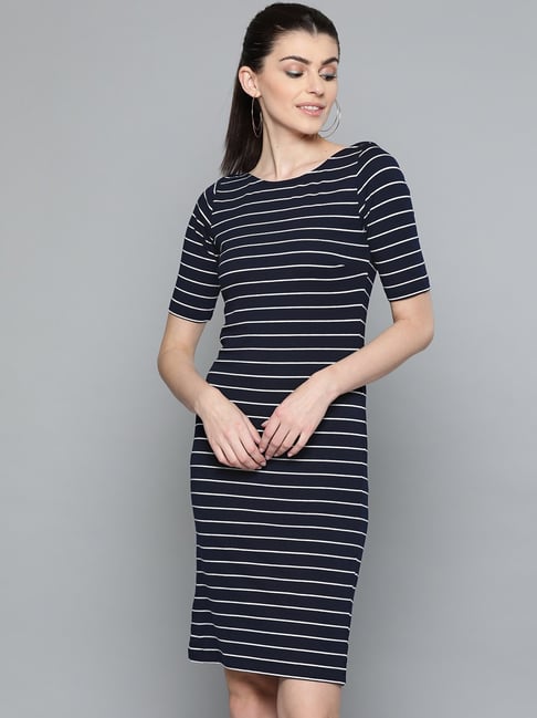 Harpa Navy Striped Dress