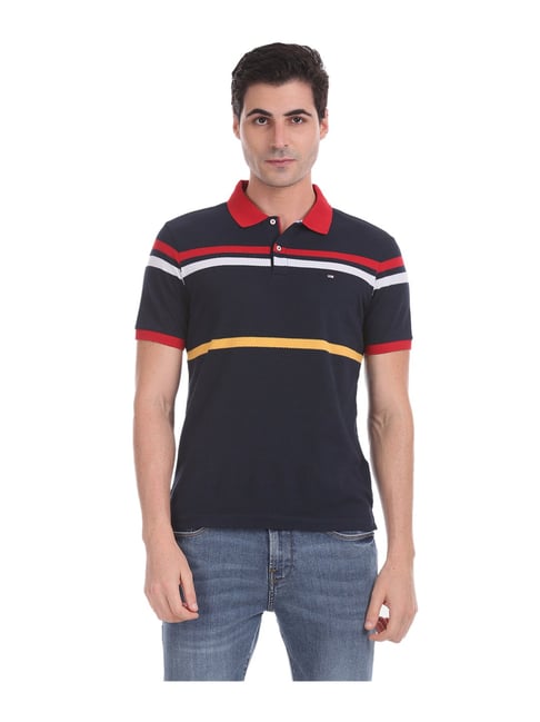 Arrow Navy Striped Polo T-Shirt