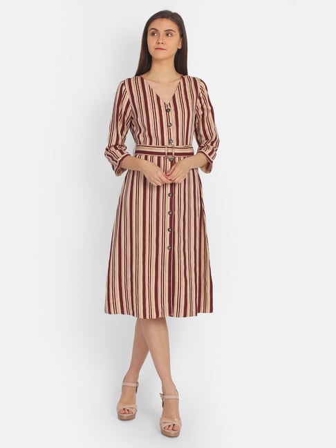 Cover Story Wine Striped Dress