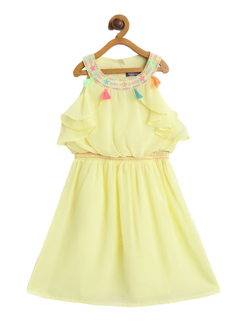 Nauti Nati Kids Yellow Embroidered Dress