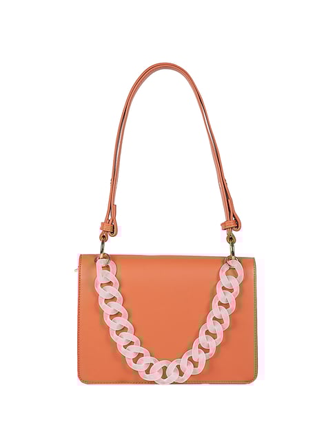 Buy Ceriz Lizzie Orange Solid Medium Shoulder Handbag For Women At