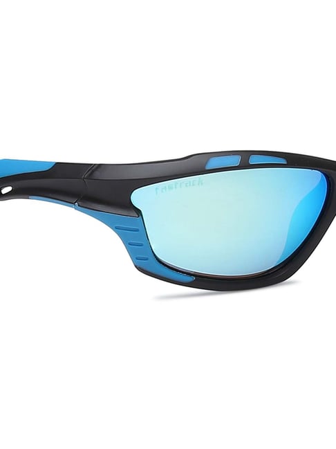 Buy Fastrack P404BU1 Blue Wraparound Sunglasses For Men At Best