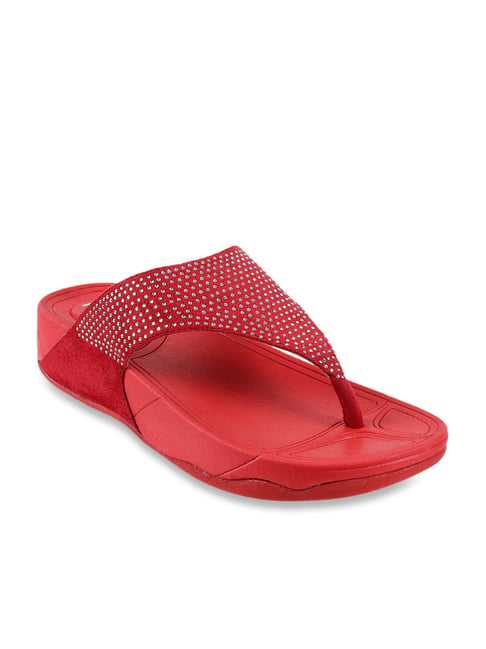 Red best sale thong sandals