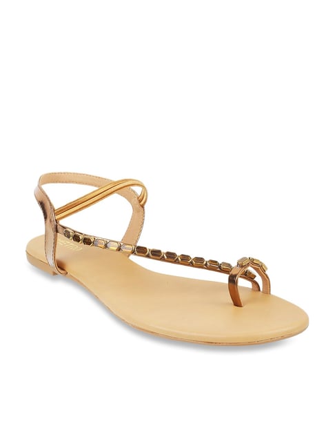 Metro Women's Antique Gold Toe Ring Sandals