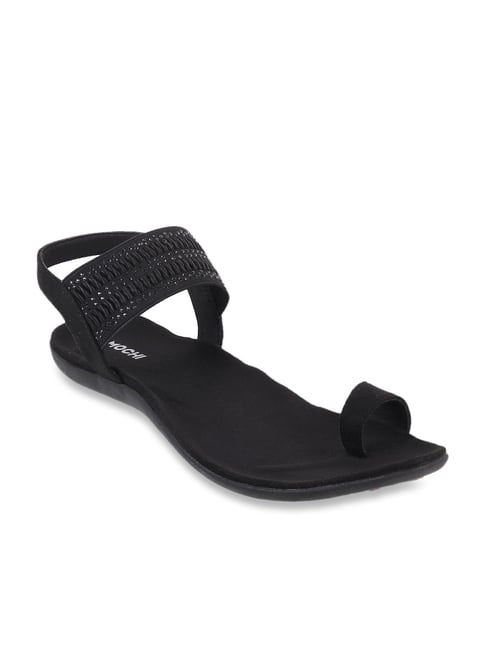 Mochi Women's Black Toe Ring Sandals