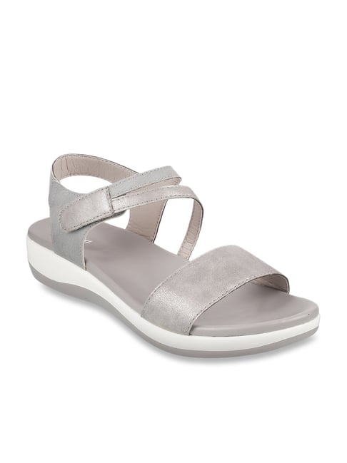 Mochi Women's Grey Ankle Strap Wedges